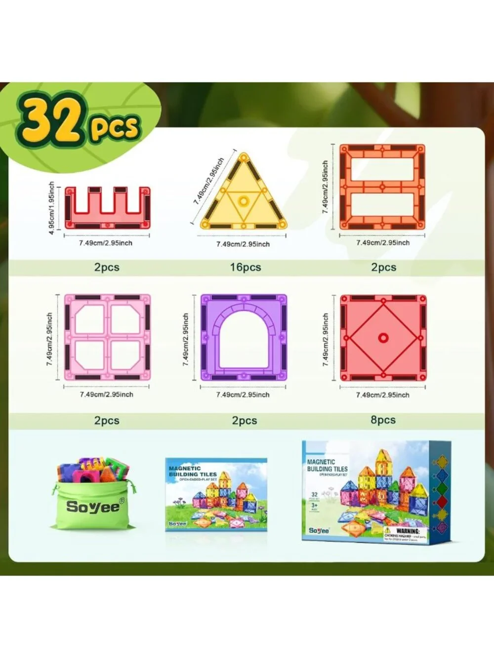 Magnetic Building Tiles for Kids 3-12 | STEM Educational Sensory Toys, Outdoor